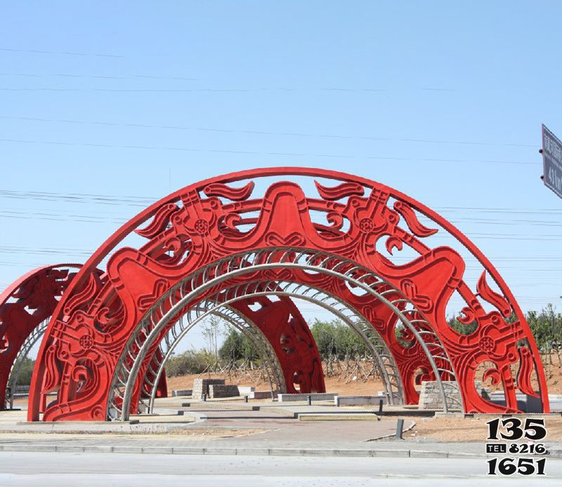 拱门雕塑-剪影广场不锈钢喷漆拱门雕塑高清图片