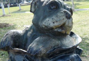 狗雕塑-不锈钢仿铜公园创意狗雕塑