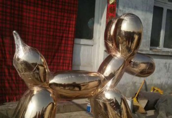 狗雕塑-庭院创意玻璃钢金色气球狗雕塑
