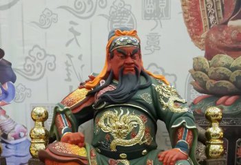 关公雕塑-玻璃钢彩绘寺庙关公雕塑