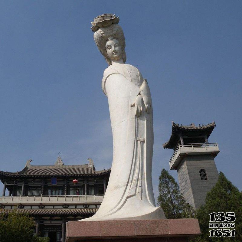 贵妃雕塑--影视基地唐朝著名美女杨玉环景区人物景观汉白玉石雕贵妃雕塑