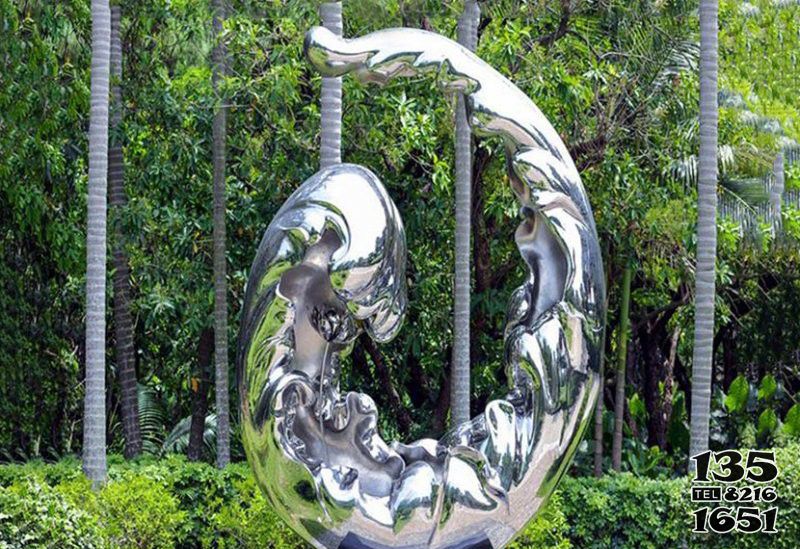 海浪浪花雕塑-丛林装饰一朵不锈钢海浪浪花雕塑高清图片