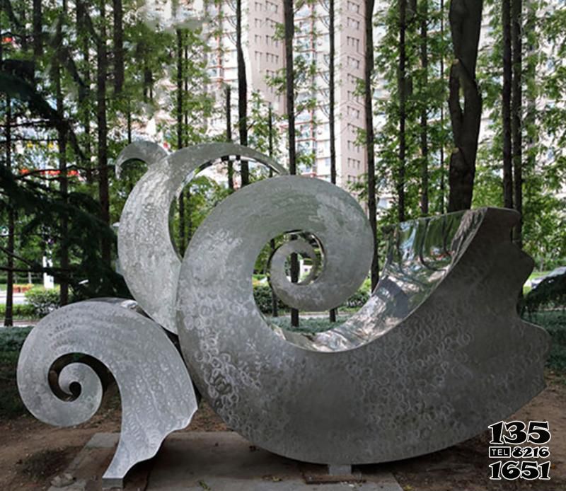 海浪浪花雕塑-公园装饰摆件不锈钢创意海浪浪花雕塑高清图片