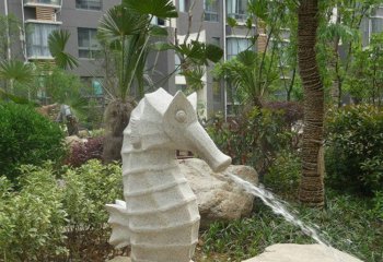 海马雕塑-公园里摆放的可以喷水的玻璃钢创意海马雕塑