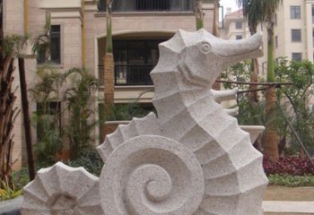 海马雕塑-街道边摆放的砂石石雕创意海马雕塑