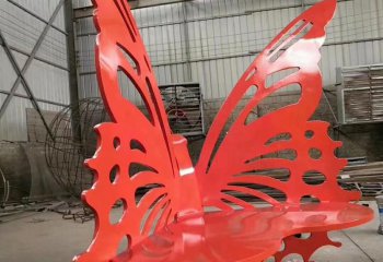 蝴蝶雕塑-玻璃钢彩绘池塘蝴蝶雕塑