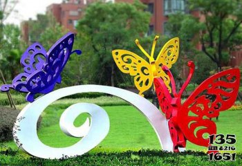 蝴蝶雕塑-玻璃钢彩绘售楼部蝴蝶雕塑