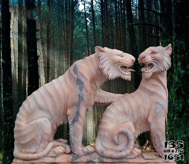 虎雕塑-公园里摆放的花岗岩石雕创意虎雕塑高清图片