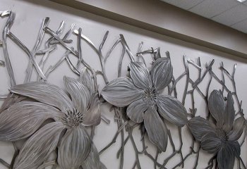 花朵雕塑-不锈钢浮雕墙壁上的花朵雕塑