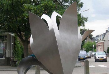 花朵雕塑-不锈钢公园折纸花朵雕塑