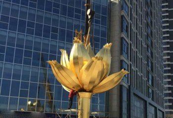 花朵雕塑-不锈钢紫荆花喷金广场花朵雕塑