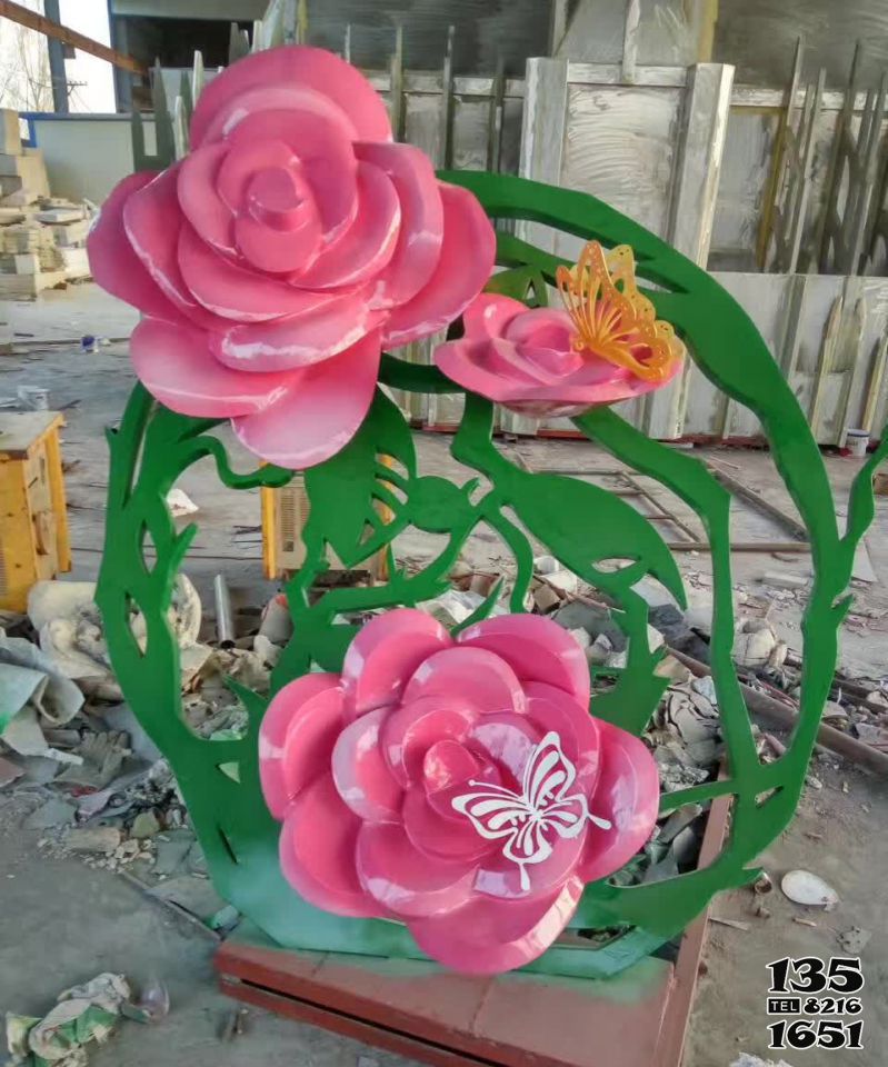 花朵雕塑-公园玻璃钢创意彩绘工艺品花朵雕塑高清图片