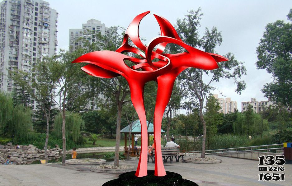 花朵雕塑-公园不锈钢抽象个性花朵雕塑高清图片