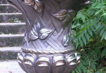 花盆雕塑-仿铜花盆玻璃钢景观浮雕花盆雕塑