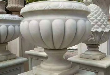 花盆雕塑-汉白玉城市园林大理石石雕花盆雕塑