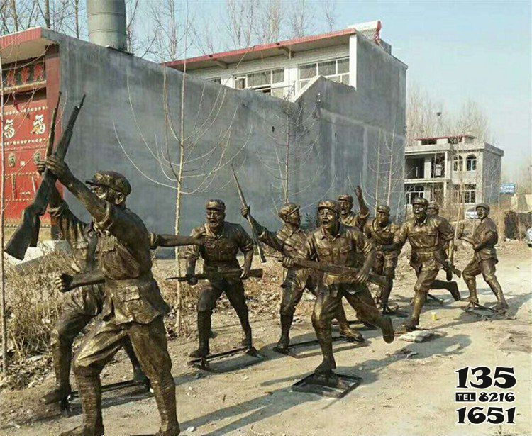 解放军雕塑-冲锋解放军人物铜解放军雕塑高清图片