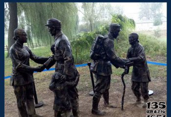 解放军雕塑-广场铜雕慰问老人的解放军雕塑