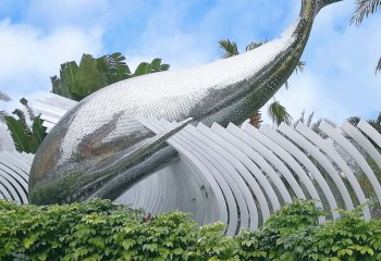 鲸鱼雕塑-公园摆放的不锈钢镂空创意鲸鱼雕塑