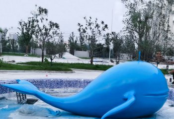 鲸鱼雕塑-街道摆放的玻璃钢喷漆鲸鱼雕塑