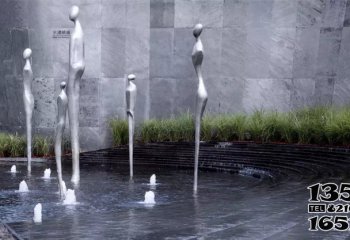 景观雕塑-不锈钢创意抽象喷泉景观雕塑