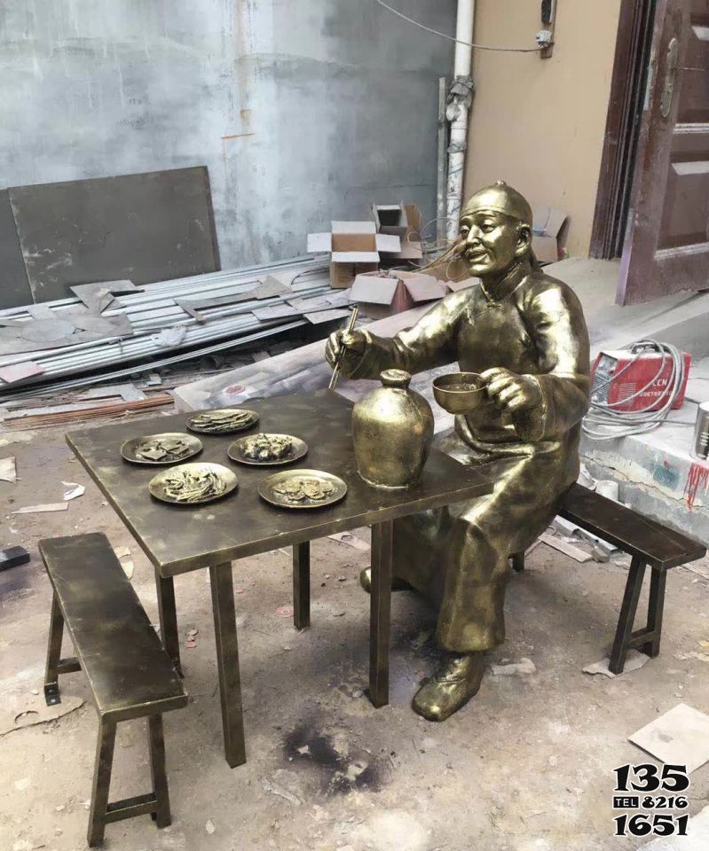 酒文化雕塑-街道创意铜雕吃菜喝酒文化雕塑高清图片