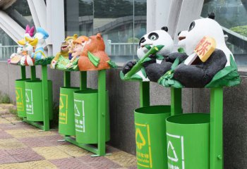 卡通垃圾桶雕塑-游乐场摆放卡通玻璃钢垃圾桶雕塑