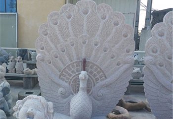 孔雀雕塑-到路边一只于凯的汉白玉石雕创意孔雀雕塑
