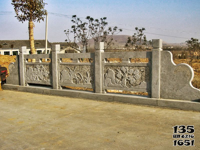 栏杆栏板雕塑-村庄河道石桥大理石浮雕花纹护栏高清图片
