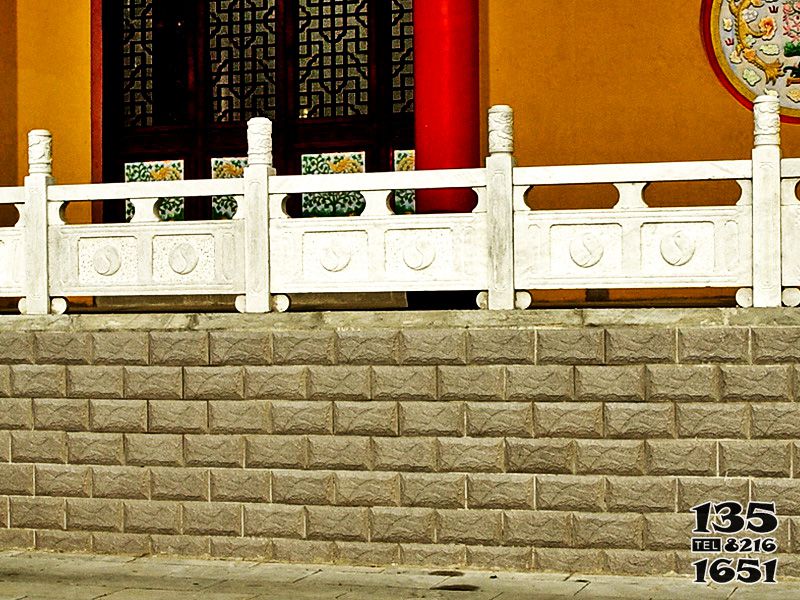 栏杆栏板雕塑-道教寺院大殿汉白玉石雕栏杆栏板雕塑高清图片