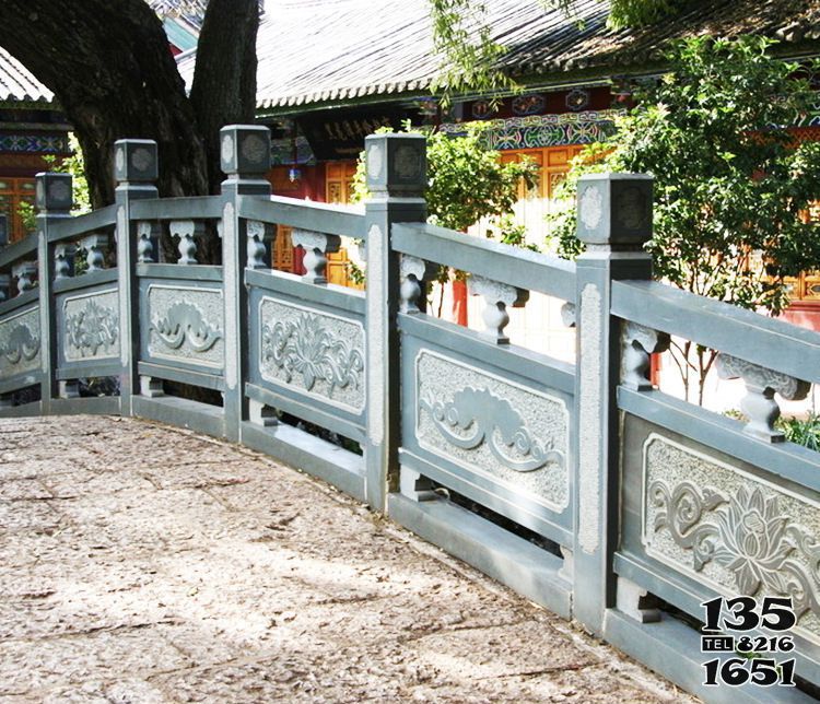 栏杆栏板雕塑-仿古寺院石桥景观雕刻花纹栏杆扶手高清图片