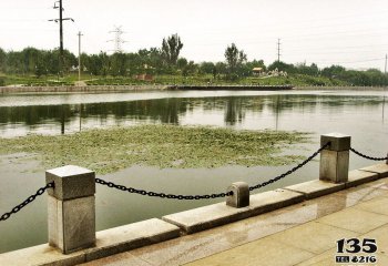栏杆栏板雕塑-公园湖边大理石柱链锁简易防护栏