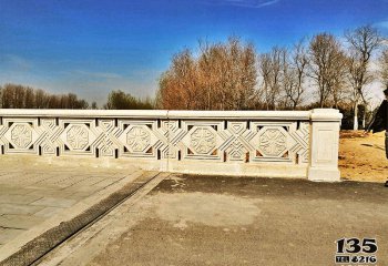 栏杆栏板雕塑-汉白玉花纹镂空村庄河道栏杆装饰石雕栏杆栏板雕塑