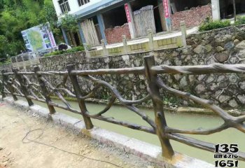 栏杆栏板雕塑-河道景观仿木树脂防护栏杆栏板雕塑