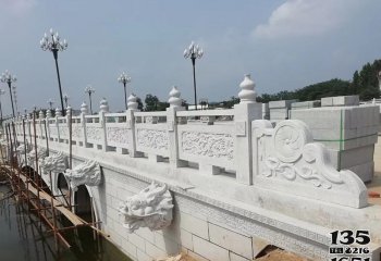 栏杆栏板雕塑-景区河道汉白玉石拱桥雕刻龙纹栏杆