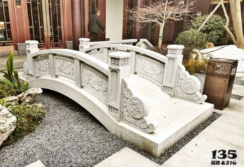 栏杆栏板雕塑-酒店庭院景观汉白玉小拱桥装饰摆件