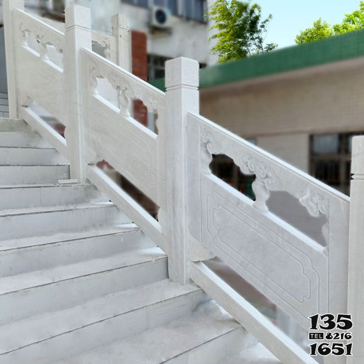 栏杆栏板雕塑-庭院中式汉白玉栏杆楼梯扶手高清图片