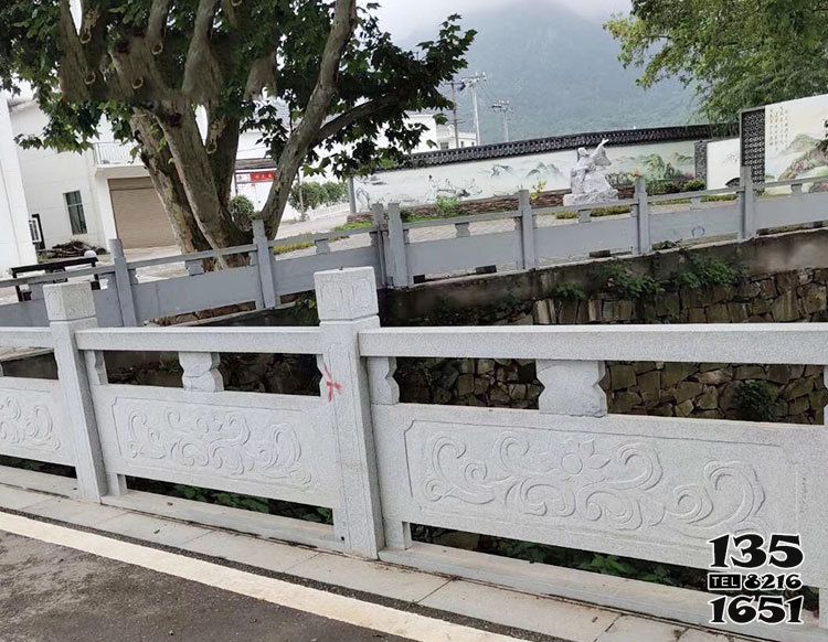 栏杆栏板雕塑-乡镇河道景观大理石围栏雕塑高清图片