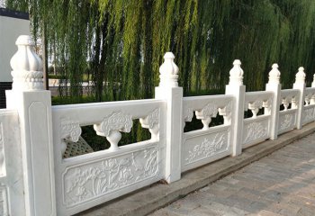 栏杆栏板雕塑-小区景观河道汉白玉镂空栏板雕塑
