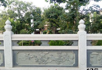 栏杆栏板雕塑-园林花园围栏青石浮雕大理石栏杆