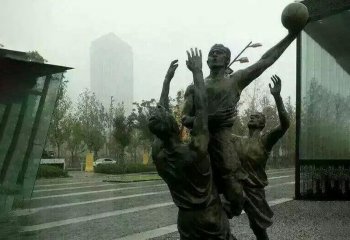 篮球雕塑-打篮球运动公园人物仿铜雕塑
