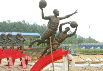 篮球雕塑-学院玻璃钢打篮球运动人物雕塑
