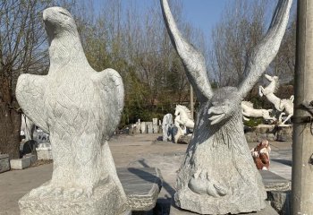 老鹰雕塑-公园摆放两只抽象石雕老鹰雕塑