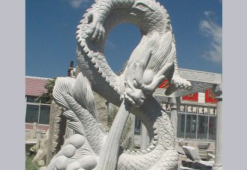 龙雕塑-景区大理石浮雕喷火的龙雕塑