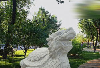 龙龟雕塑-公园里摆放的汉白玉石雕创意龙龟雕塑
