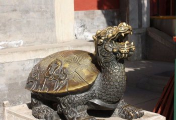 龙龟雕塑-公园里摆放的张嘴的玻璃钢创意龙龟雕塑