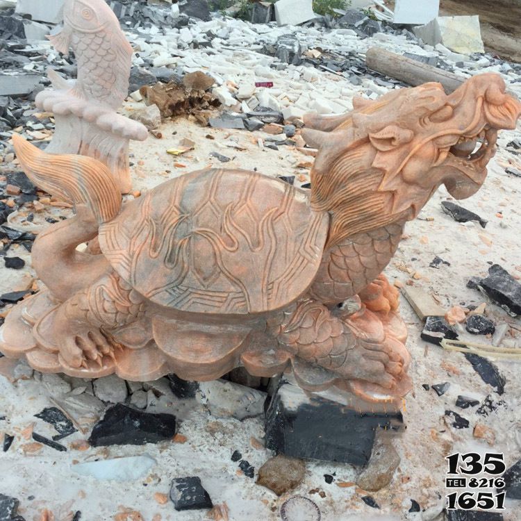 龙龟雕塑-景区摆放的花岗岩石雕创意龙龟雕塑高清图片