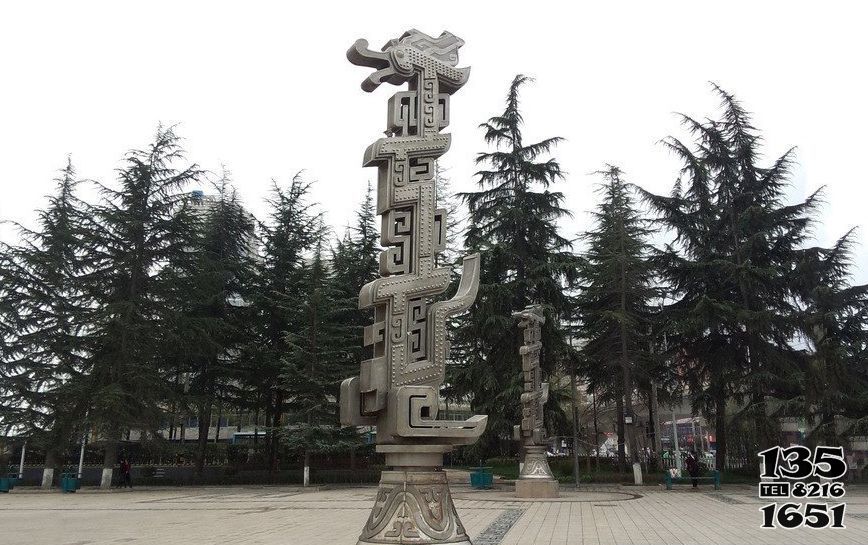 龙柱雕塑-城市广场创意不锈钢铸造龙铸雕塑高清图片