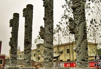 龙柱雕塑-城市街道创意大理石石雕浮雕龙柱雕塑