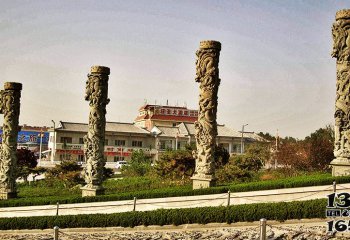 龙柱雕塑-城市景点广场摆放仿古青石龙柱雕塑