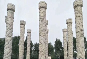 龙柱雕塑-公园广场摆放汉白玉浮雕龙柱风水摆件